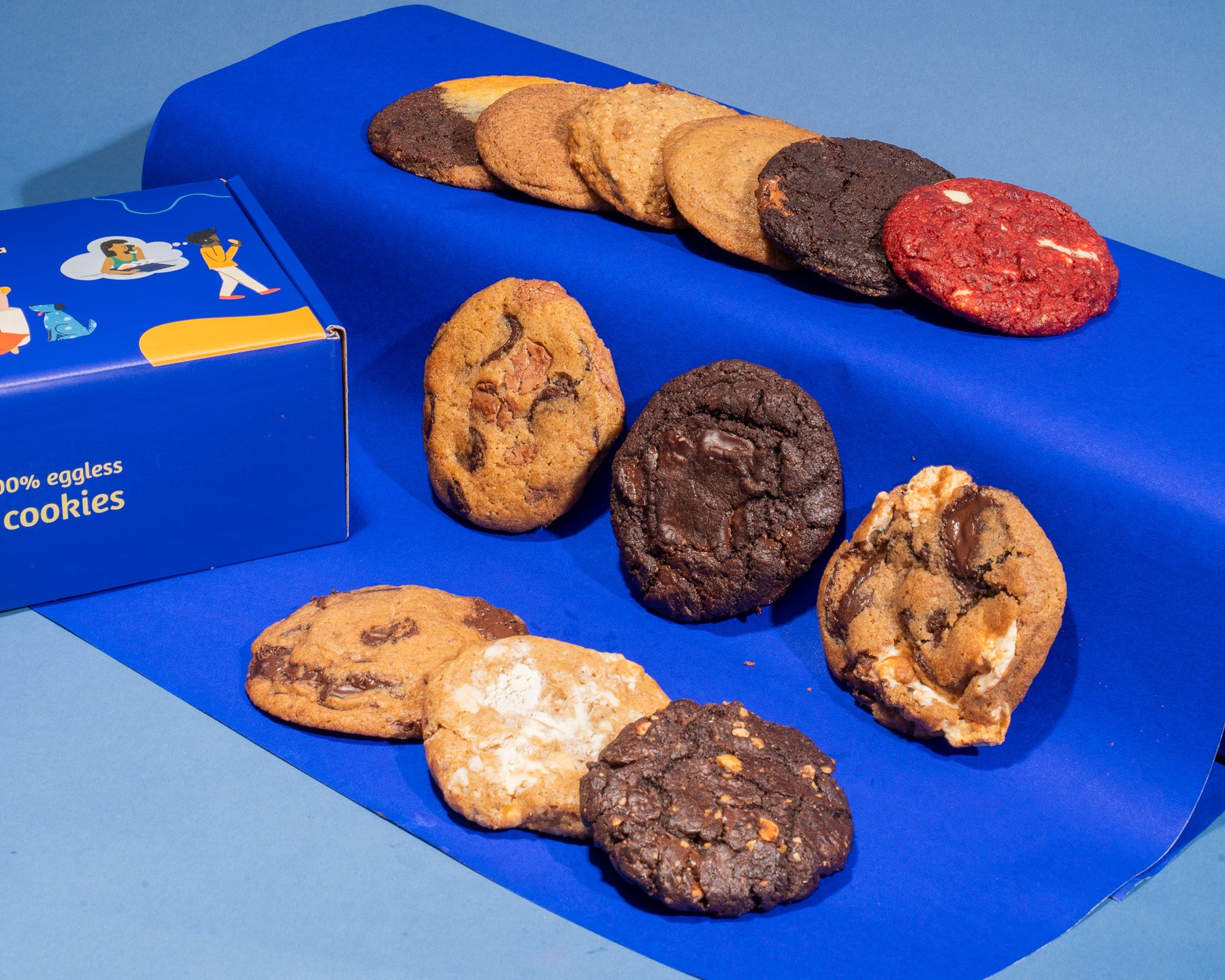 An open box of assorted Dohful eggless cookies